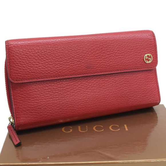 Gucci Long Wallet Interlocking G Leather Red - Picture 1 of 9